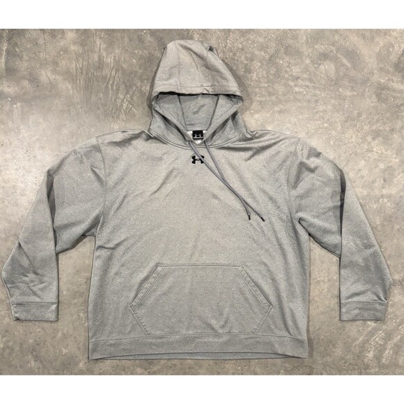 Under Armour Hoodie Mens 3XL Gray Pullover Center Logo Pocket Smooth Fleece - Picture 1 of 5